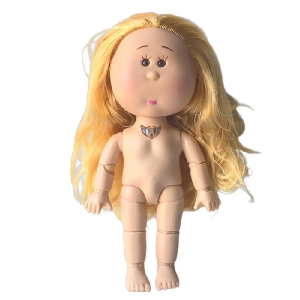 24cm Mini Potato Doll 5 Movable Joints DIY Vinyl Cute Dolls Toys Curly Hair 14cm Bean Eye Vinyl Doll Dark Skin Dress Up Doll Toy