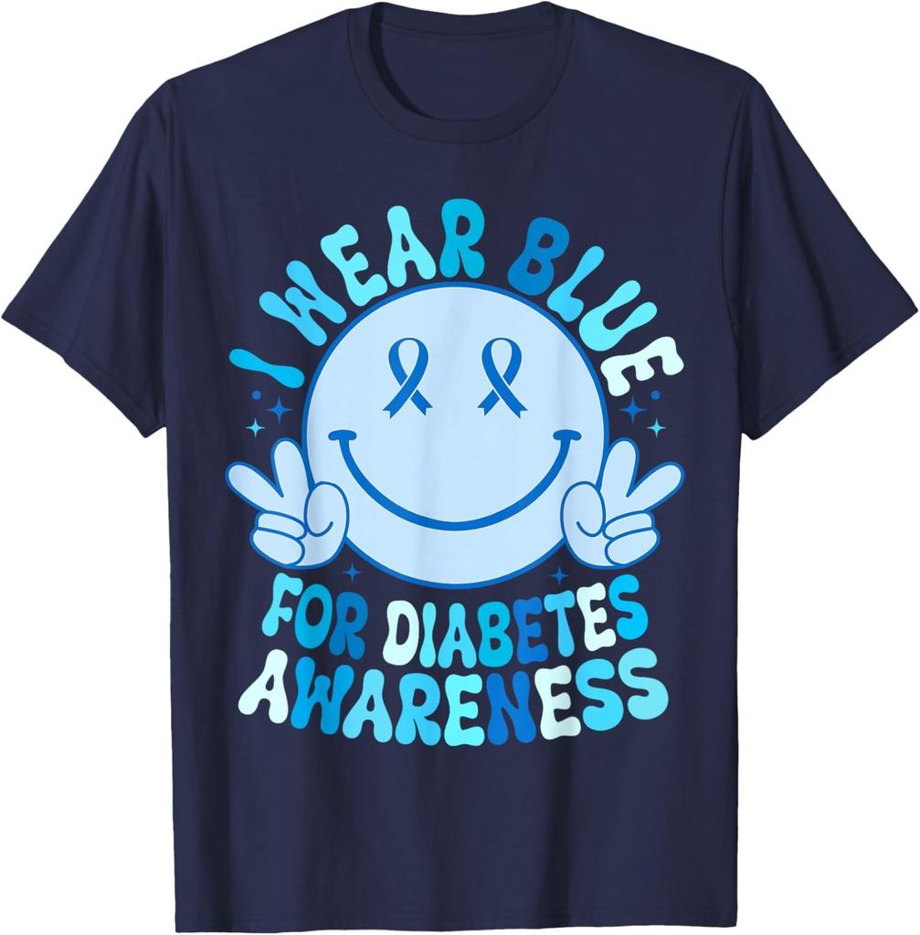 I Wear Blue Smile Face Diabetes Awareness Unisex T-Shirt