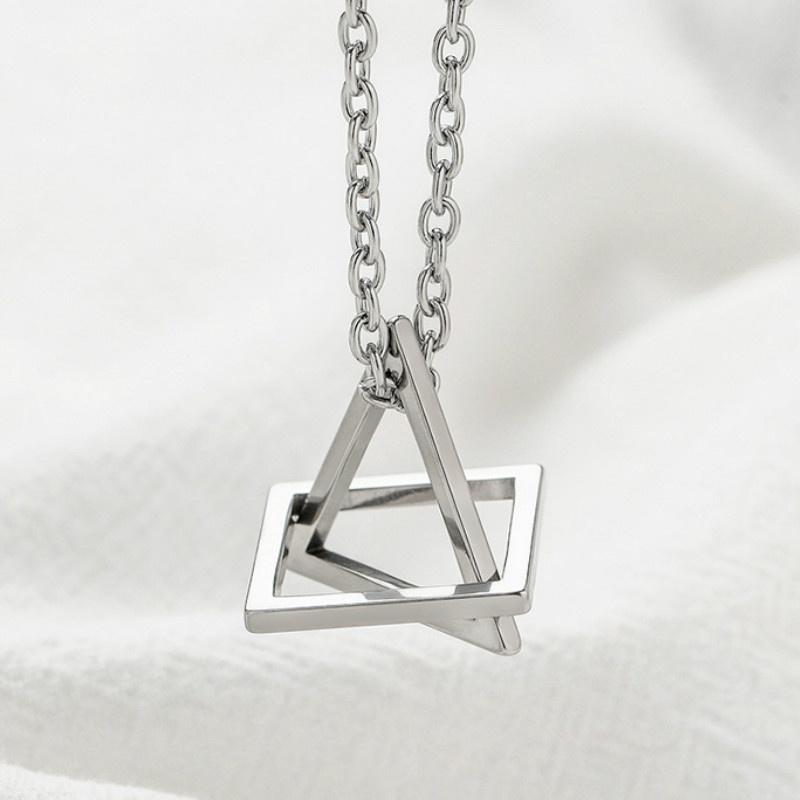 Mädchen Mode Einfache Raumgeometrie Halskette Dreieck Quadrat Anhänger Persönlichkeit Street Hip Hop Student Paar Kreatives Geschenk