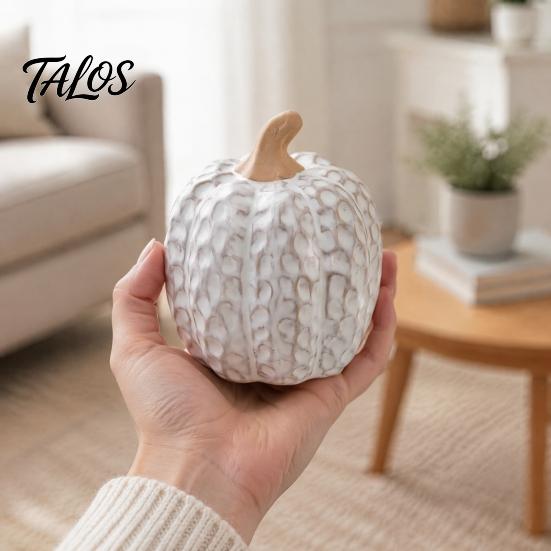 Unique Fall Housewarming Presents Ceramic Pumpkin Table Centerpiece, Realistic Fake Figurine Indoor Halloween Party Props for Autumn Harvest
