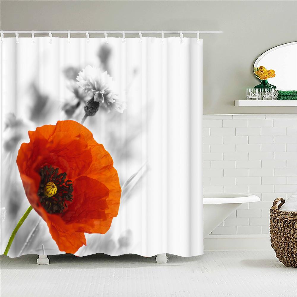 Flowers Grass Green Plants Waterproof Shower Curtains For Bathroom Bath Curtains Multi-Size 240*180Cm 3D Print Shower Curtain