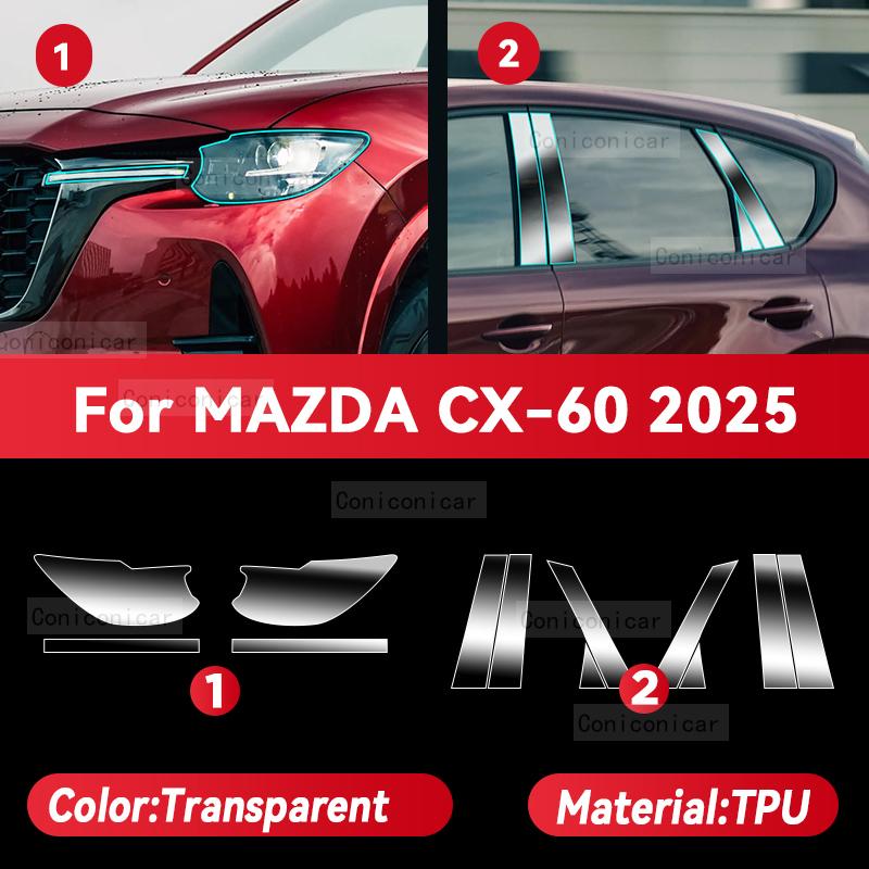 Dla MAZDA CX-60 2025 Samochodowy Reflektor Przezroczysta Folia Ochronna TPU Przednie Światło Odcień Zmiana Koloru Naklejka Akcesoria