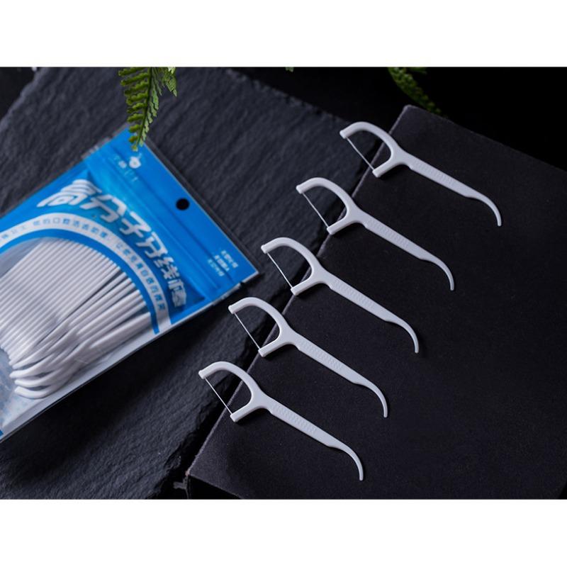 Polymer Dental Floss Stick, Ultra-fine Dental Floss Cleaning, Oral Care, Flat Line, Bow Shaped Toothpick Line, Tooth Picking Stick