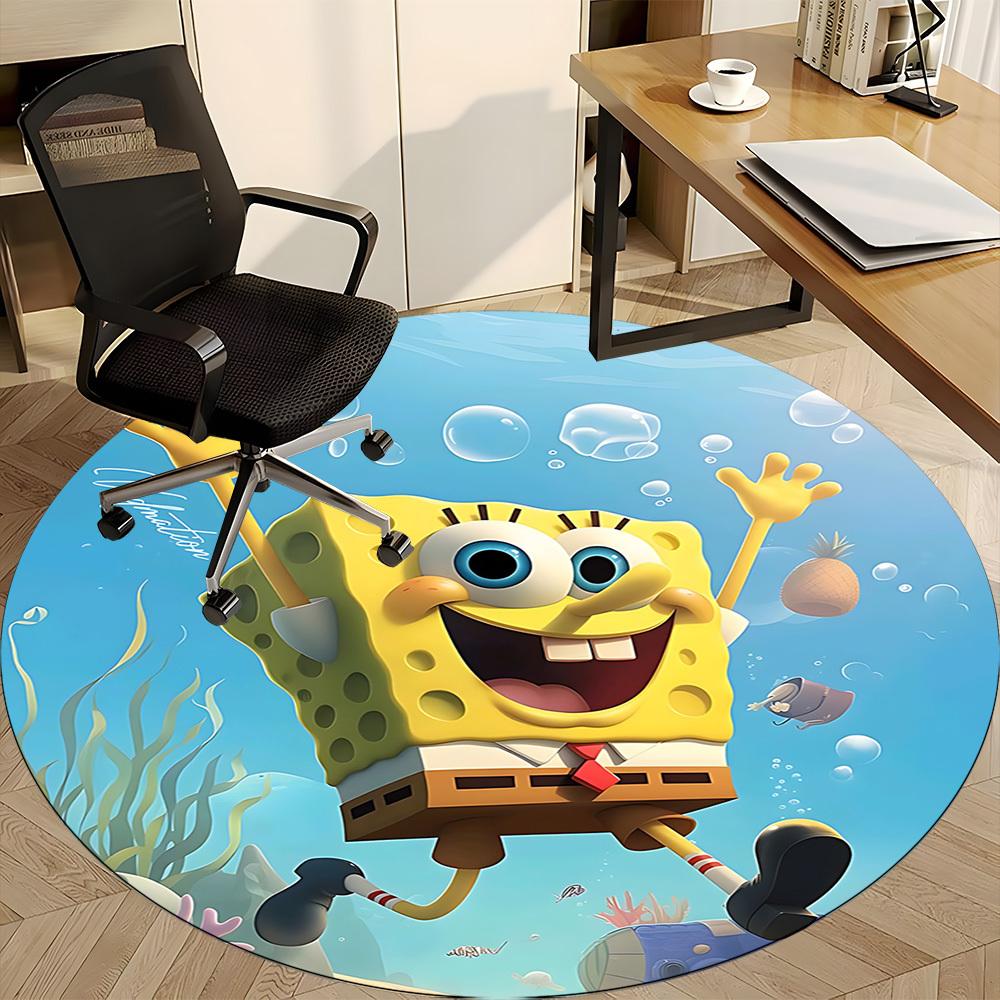 1pcSpongeBob SeaWorld Office Round Area Rug, Indoor Mat Suitable For Office,Bedroom Living Room Home Decor, Room Deco A0928105