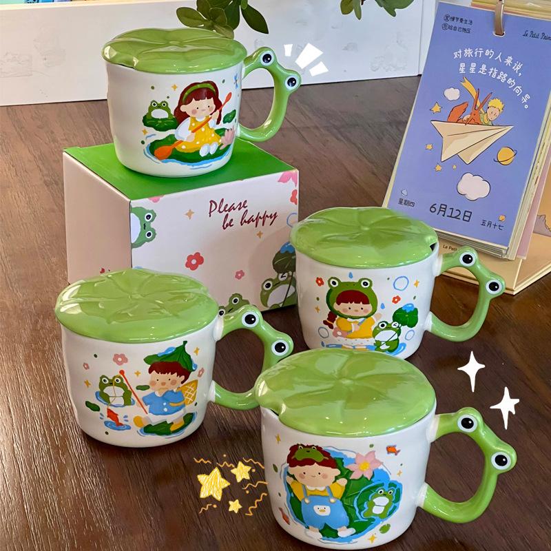 High-value Birthday Gift Cute Card Frog Boy Ceramic Mug for Boys and Girls and Children's Souvenir Gift Box