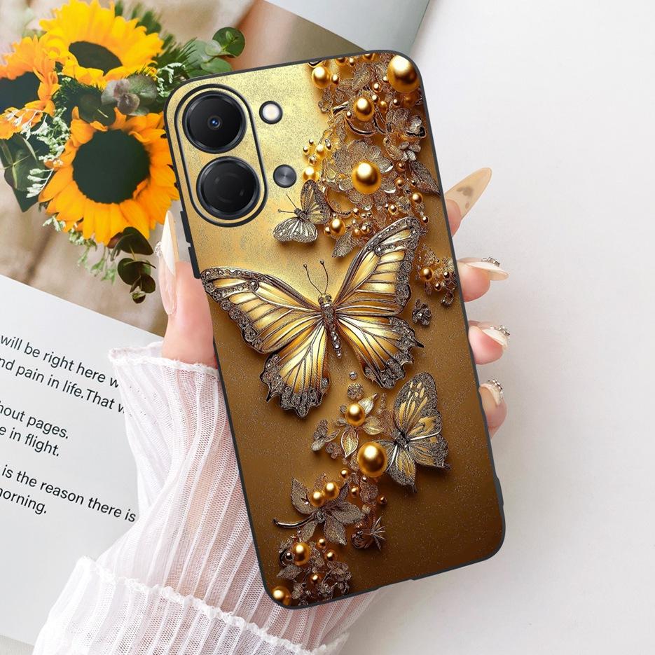 Pour Tecno Spark Go 3 Coque KN3 Housse Peinte Papillon de Luxe Coque de Téléphone Souple en TPU Pour Tecno Spark Go 3 SparkGo3 Coque Arrière Fundas