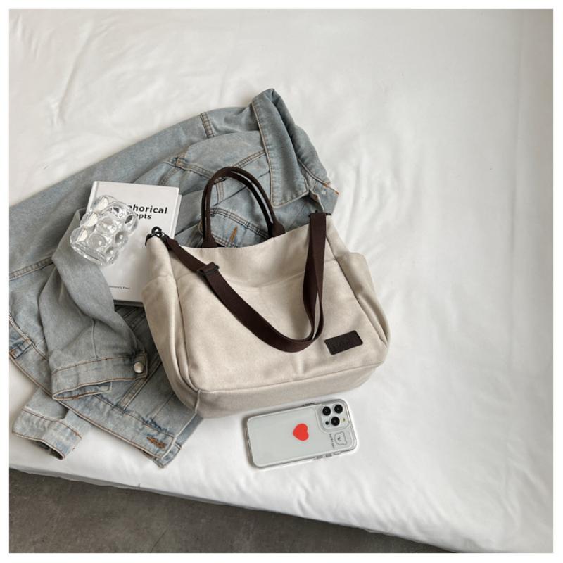 Retro Canvas Bag Women Tote Bag Student Computer Simple Handbag Thickened Crossbody Bag Commuter Zipper Handbag