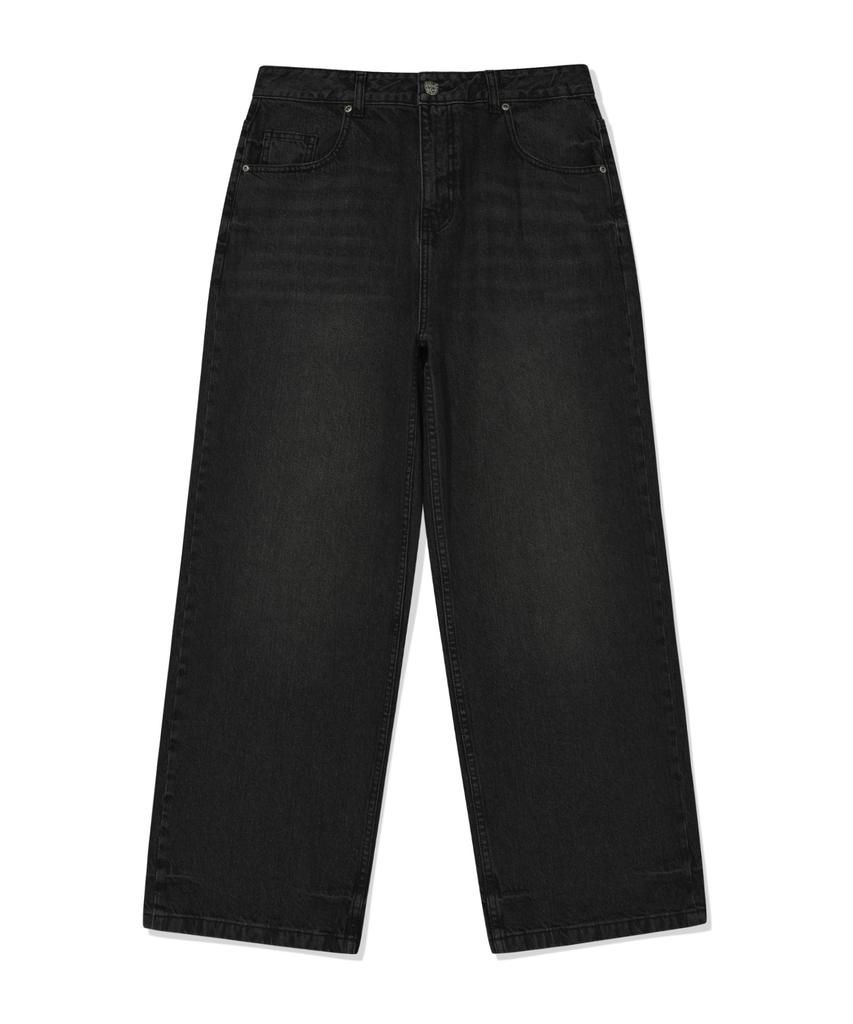 WACKY WILLY Basic Wide Denim Pants Black