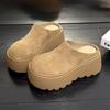 Frosted Soft Leather Muffin Thick-bottomed Bag Head Half Slippers Women Wear Retro Versatile Small Height-increasing Slippers