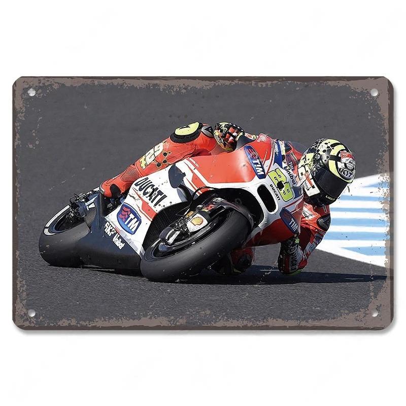 Vintage Metallblechschilder Motorsport-Poster Dekor Motorradrennen Retro Metallplakette Wandkunst Dekor für Garage Bar
