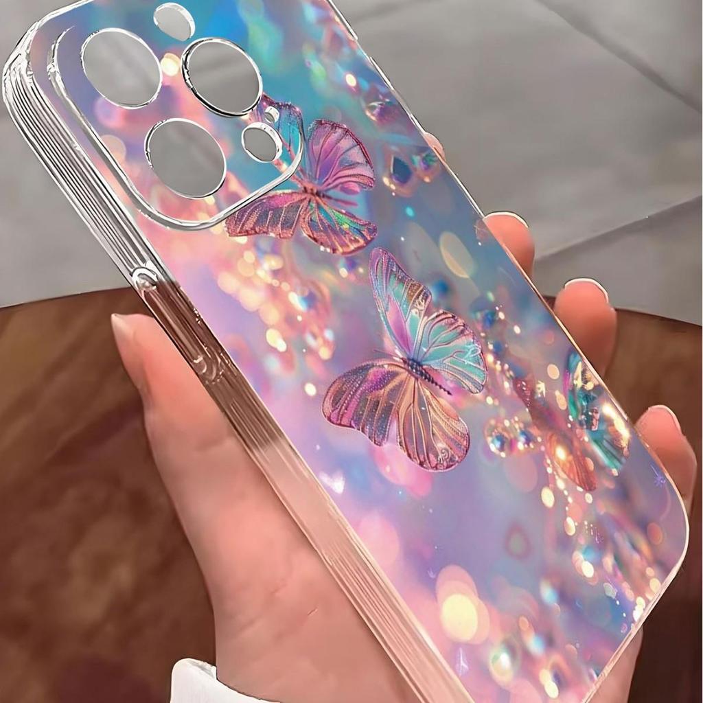 Schmetterlings-Stoßfeste Klare Hülle für iPhone 14/15/16/17 Pro Max