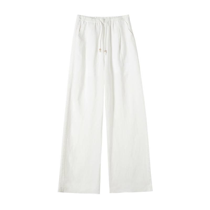 2026 Zomer Tencel Linnen Hoge Taille Wijde Pijp Kant Broek voor Dames