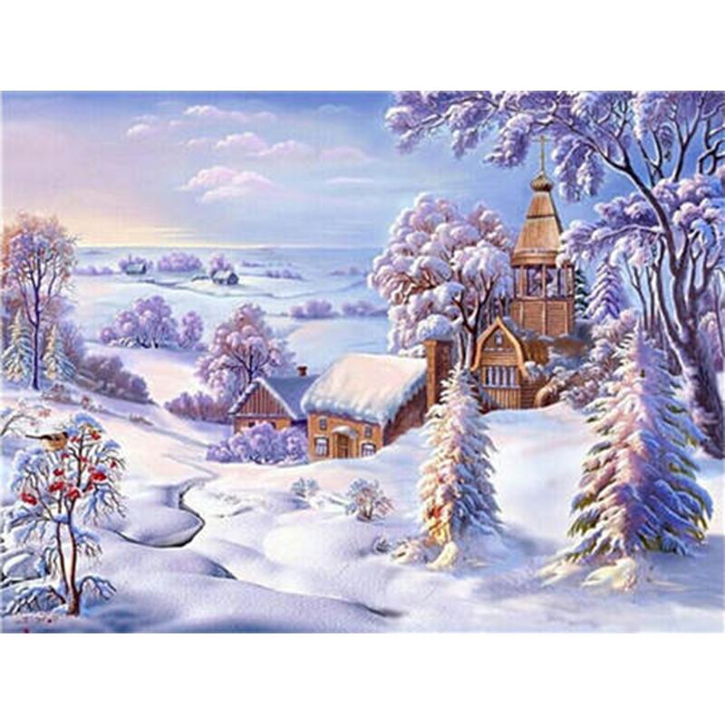 DIY Winter Schnee Landschaft 5D Diamant Malerei voller Runde Bohrer Landschaft Diamant Stickerei Harz Mosaik Kreuzstich Home Decor