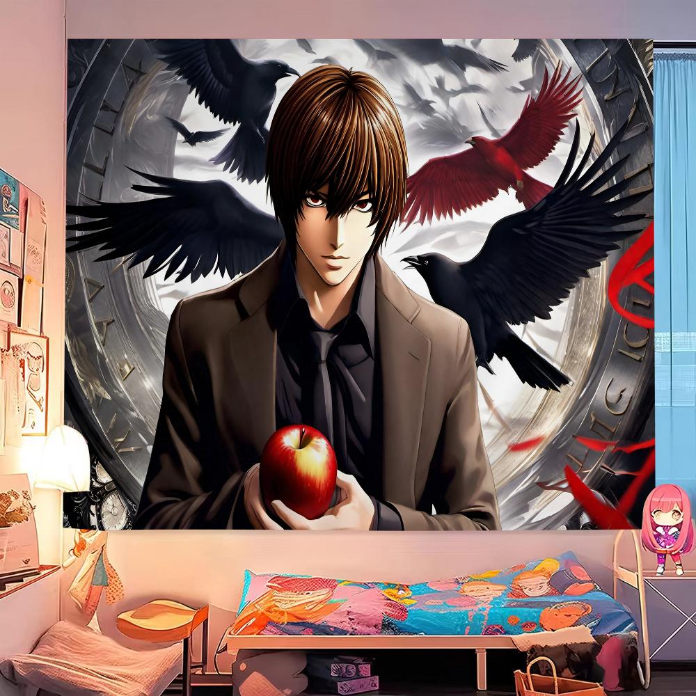DDDeath Note Manga Wandteppich Schlafsaal Wanddekoration Moderne Streifen Hängedekoration Mehrere Größen Hohe Qualität Flachdruck Design