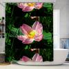 Lotus Flower Shower Curtain Pink Blossoms With Yellow Center Nature Inspired Home Decor For Bathroom Printed Fabric Waterproof B
