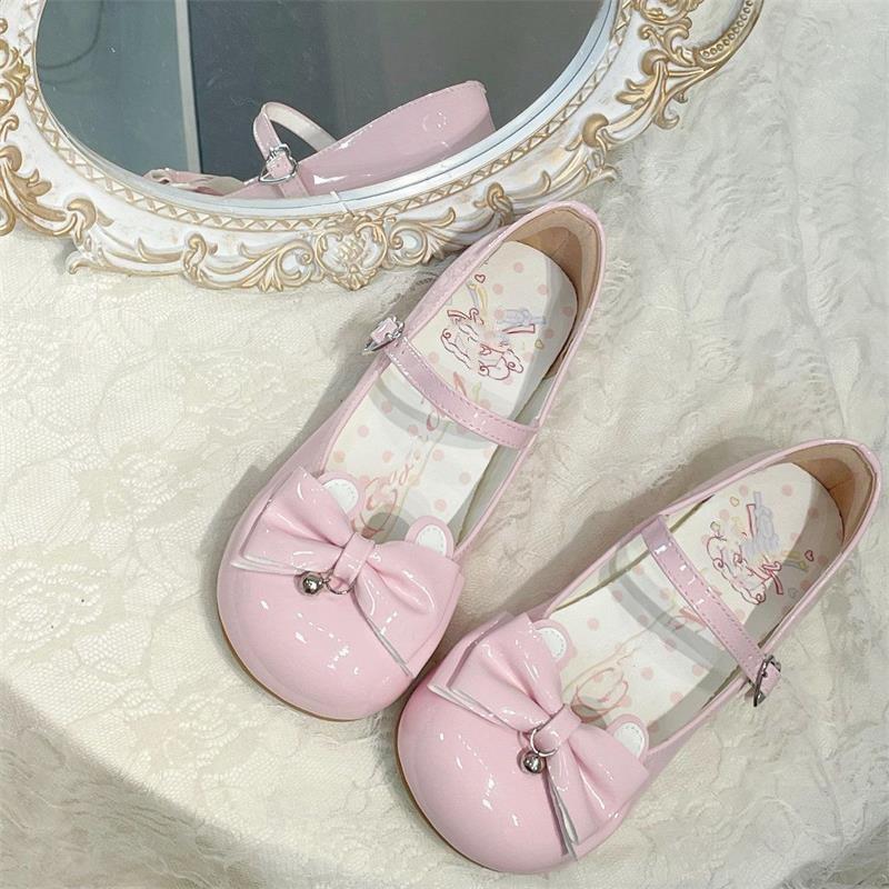 Sweet and Cute Bow Lolita Lolita Shoes 2025 New Summer Daily Versatile Mary Jane Small Leather Shoes