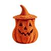Woven Texture Halloween Pumpkin Statue Vintage Pumpkin Candle Holder  Desk Display