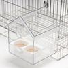 Pull-Out External Parrot Feeder Window Mounted Birds House with Two Food Slots Transparent Parrot House with Water Catcher Tray for Birds Feeding And