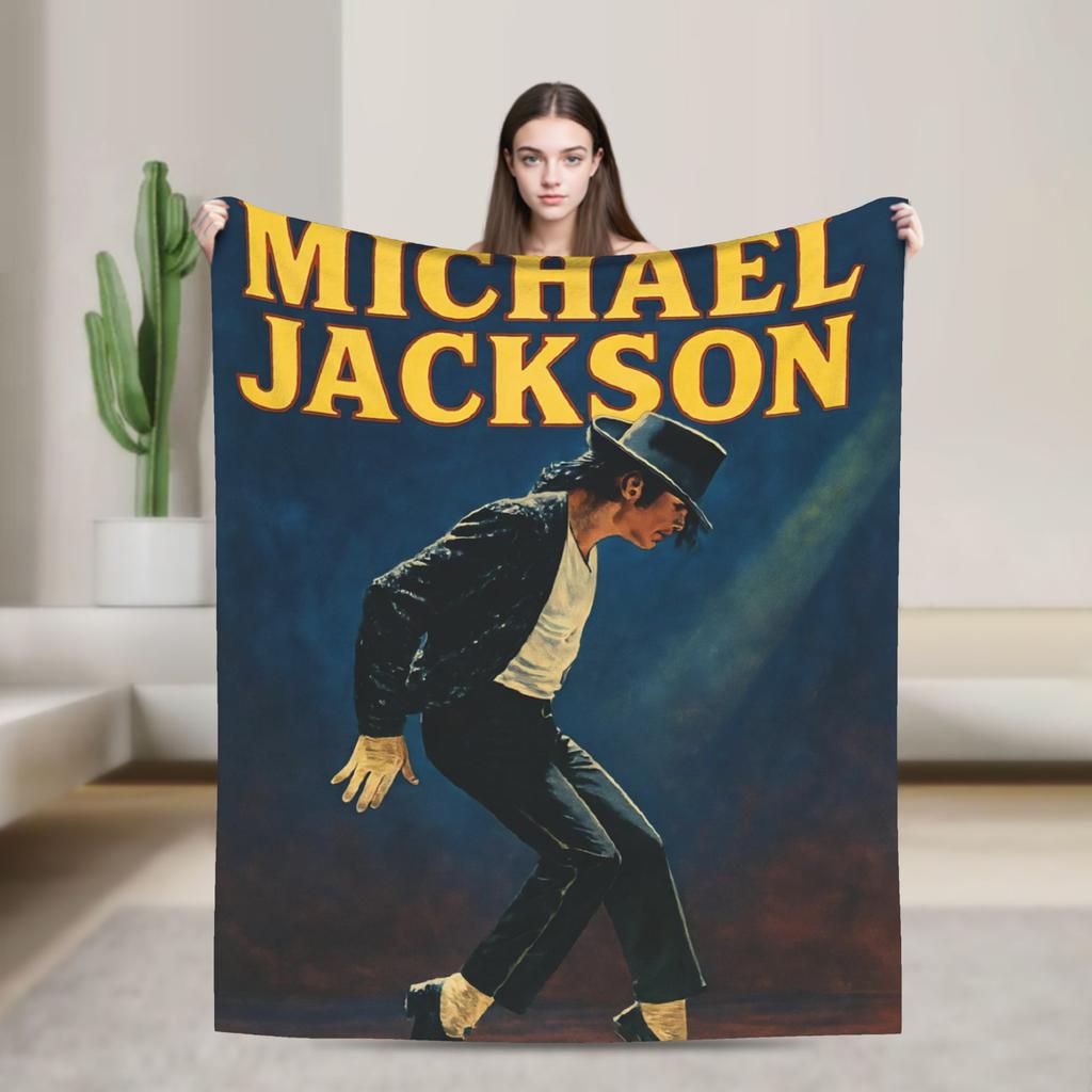 Retro Michael Jackson Blankets Flannel Print Portable Ultra-Soft Throw Blankets for Bed Car Bedspread