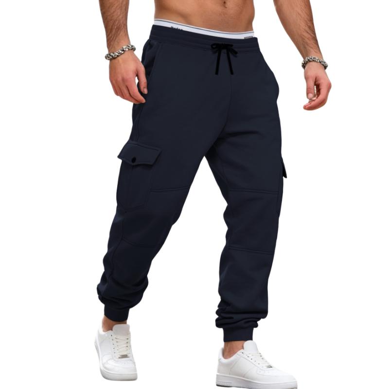 Mens Elastic Waist Drawstring Cargo Jogger Pants