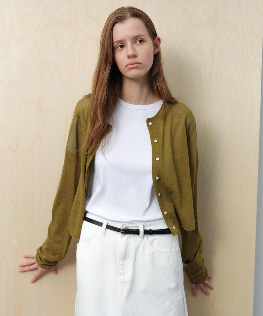Leuba Light Linen Cardigan - Matcha Olive