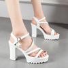 Women'S Leather Black Platform Sexy Sandals Woman Summer Elegant Shoes Female 2024 Ladies Wedge with Thick Sole High Heels Shoes