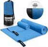 Ensemble combiné de 2 pièces de serviettes de sport à séchage rapide, serviettes de plage absorbantes, serviettes de voyage portables pour la natation, le fitness, la course à pied et le yoga