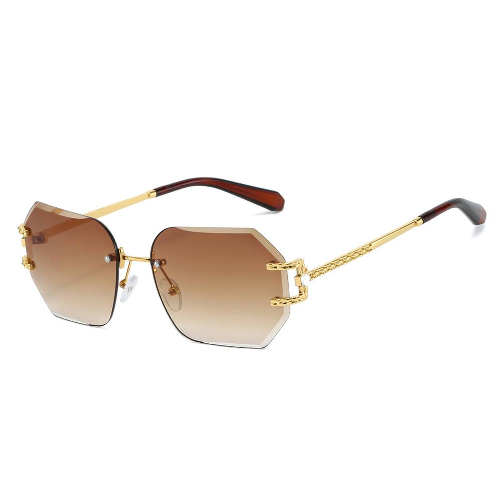 New Retro Frameless Gradient Women Sunglasses Personality Hip Hop Style Polygonal Design Unisex UV400 Protection PC Frame
