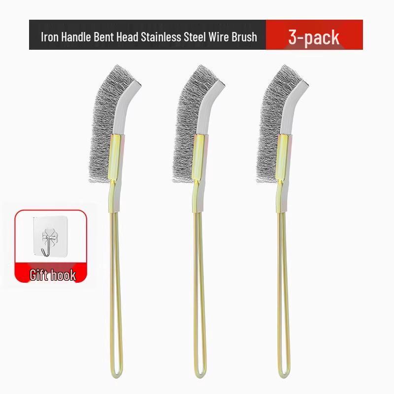 Stainless Steel & Copper Wire Brush with Handle for Kitchen, Grill & Crevice Cleaning, Rust & Stain Remover