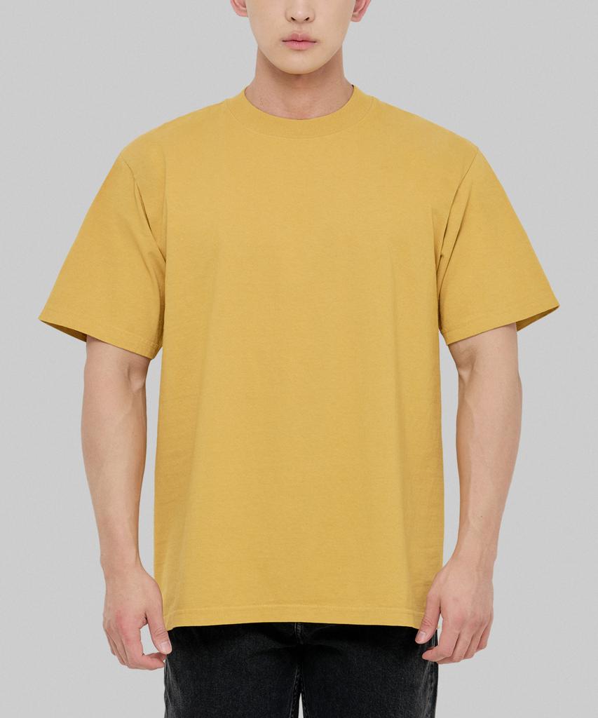 SHAKA WEAR 7.5Oz Garment-Dyed Plain Oversized Short Sleeve T-Shirt_Mustard
