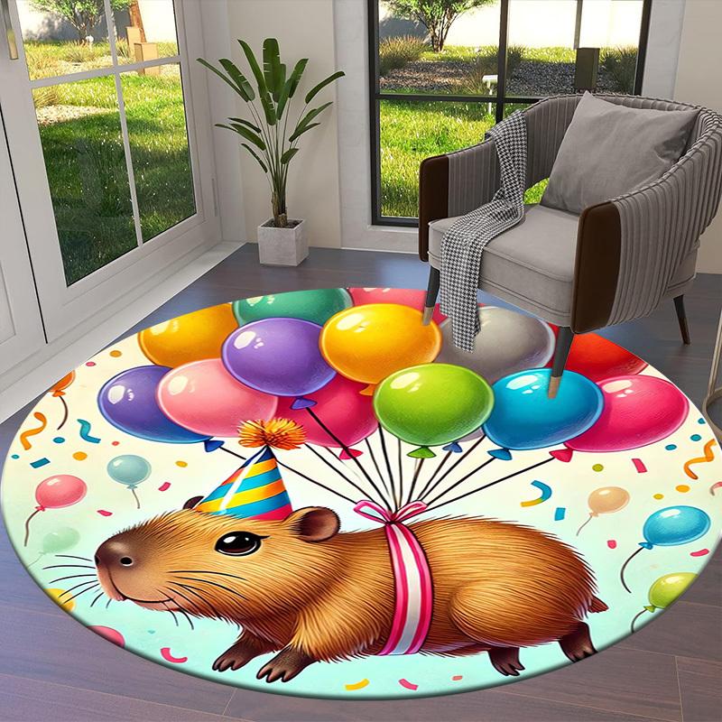 1 Stück Geburtstag Meerschweinchen Party Ballons Feier Runder Teppich, Hergestellt aus Polyester, Perfekt zum Dekorieren von Bürostühlen, Wohnzimmern