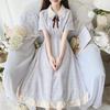 Girls' Fashionable Dress for Summer, Children's Doll-necked Pleated Checkered Chiffon Dress