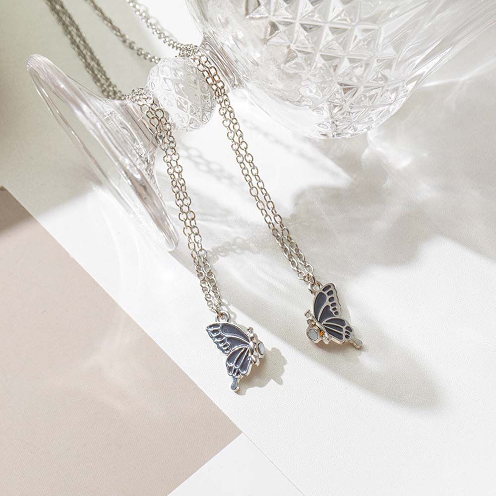 Valentines Day Magnetic Necklaces Couple Clavicle Chain Butterfly Pendant Choker Women's Jewelry