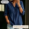 Women's Fashion Casual Long Sleeve V-Neck Blouses & Shirts