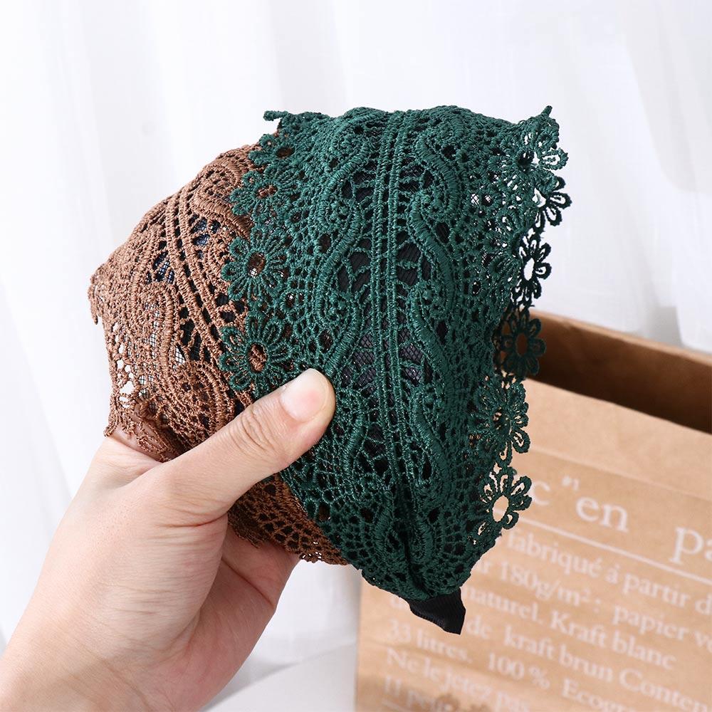 Resin Fashion Design Korean Style Hair Wear Lace Headband Women Hair Accessories Wide Side Hairband