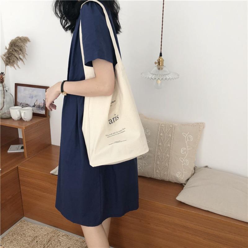 Literary small fresh canvas bag hand-held cloth bag shopping bag printed letters female