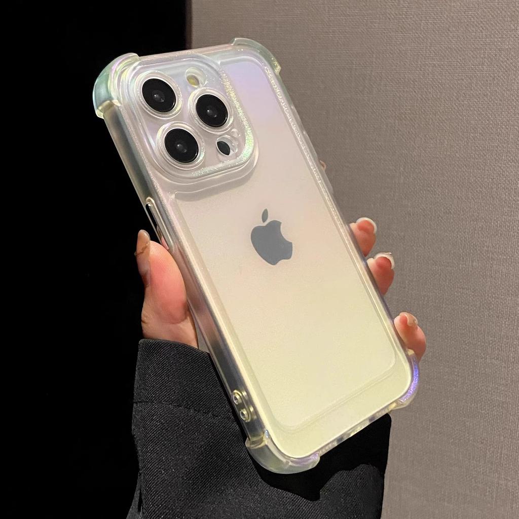 Applicable to Apple 17 laser mobile phone case airbag iPhone16proMax advanced sense gradual change matte 15 protective case