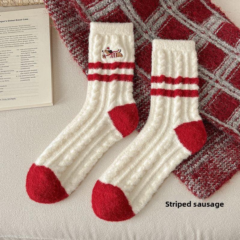 Autumn and Winter Socks Thickened Thermal Socks Christmas Plush Home Sleeping Socks