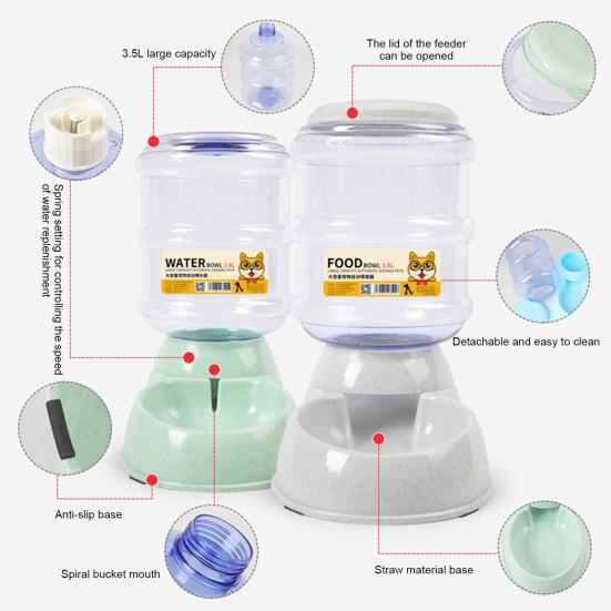 3.8L Automatic Pet Feeder Plastic Cat Water Fountain Large Capacity Pet Food Feeder Bowl Water Dispenser for Dogs Cats