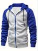 New Men's Zip-Up Color Block Hoodie with Casual Stylish & Durable Fall/Winter Top Raglan Sleeves Hoodies Sweatshirt Male