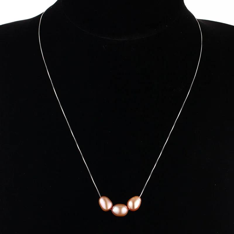 2021 Fine Arrival 9-10mm AAAA High Quality Natural Freshwater Pearl Necklace for Women 4 Colors, 925 Sterling Silver Box Chain