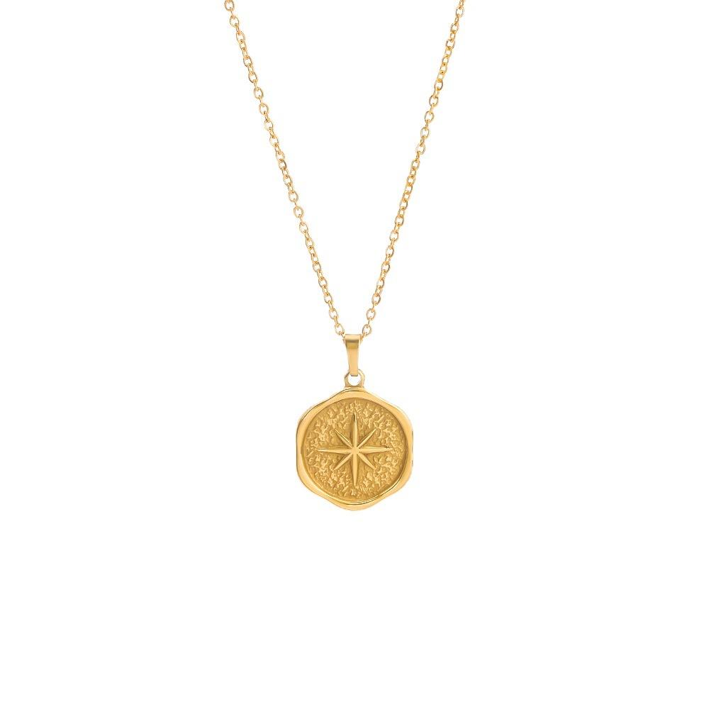 Vintage Französischer Gedrehter Stern Mond Anhänger Halskette Für Frauen Mode Titanstahl Kette