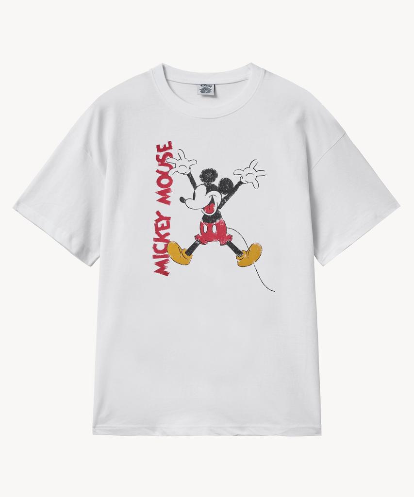 VTWO Vintage Washed Jump _Mickey_ T-Shirt (White)