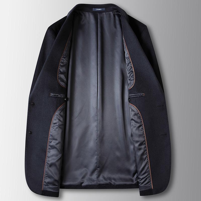 Heren Casual Pak Herfst en Winter Moerbeizijde Wol Enkele West Lichte Luxe Zakelijk Zakelijk Wol Pak Jas