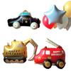 Cartoon Happy Birthday Balloons Vehicle Shaped Police Car Fire Truck Excavator Vehicle Shaped Balloons Party Scene Setup
