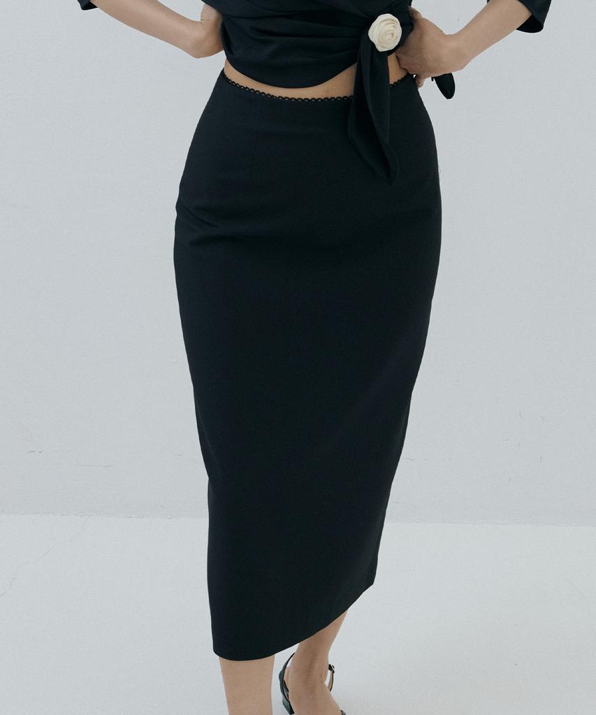Lucirju Muffler Jacket + Lace Skirt Set (Black)