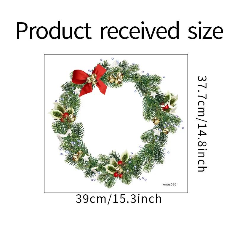 Weihnachtskranz Weihnachtsmann Wandaufkleber Fenster Wanddekoration Selbstklebend Eingangstür Schaufenster Glas Neujahr Poster