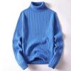Men's Thickened High Neck Cotton Sweater - Winter Casual Solid Color Knitted Wool, Plus Size Available