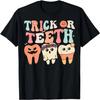 Retro Groovy Trick Or Teeth Dental Halloween Dentist T-Shirt