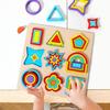 Wooden Geometry Puzzle Board Game Preschool Color Learning Geometric Shape Matching Puzzle Toddlers Boys Girls Educational Puzzle Toy